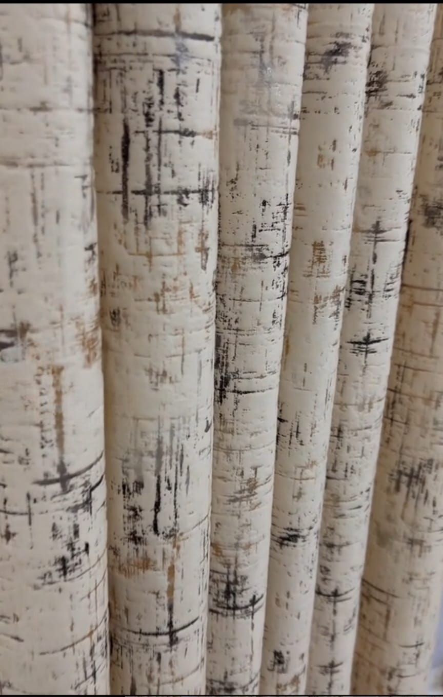 Beige Color Luxury Velvet Curtains with Black and Golden Design